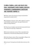 FLORIDA FUNERAL LAWS AND RULES 2026&NewLine;FINAL ASSESSMENT PAPER FUNERAL INDUSTRY&NewLine;STANDARDS COMPREHENSIVE QUESTIONS&NewLine;AND ANSWERS VERIFIED A&plus;&NewLine;