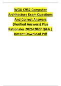 WGU C952 Computer &NewLine;Architecture Exam Questions &NewLine;And Correct Answers &NewLine;&lpar;Verified Answers&rpar; Plus &NewLine;Rationales 2026&sol;2027 Q&A &vert; &NewLine;Instant Download Pdf 