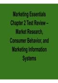 Marketing Essentials Chapter 2 Test Review Market Research Consumer Behavior and Marketing Concepts Study Guide 2025&sol; 2026 with Solution for Exam Preparation and Mastery