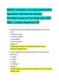 Master Carpenter Licensing Examination&NewLine;Questions And Correct Answers&NewLine;&lpar;Verified Answers&rpar; Plus Rationales 2026 Q&A &vert; Instant Download Pdf&NewLine;