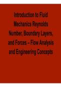 Introduction to Fluid Mechanics Reynolds Number Boundary Layers and Forces Flow Analysis Comprehensive Study Guide 2025&sol; 2026 with Solution for Exam Success and Concept Mastery