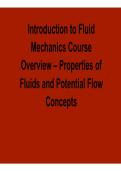 Introduction to Fluid Mechanics Course Overview Properties of Fluids and Potential Flow Concepts Comprehensive Study Guide 2025&sol; 2026 with Solution for Exam Success and Engineering Mastery