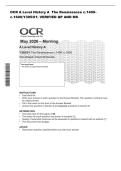 OCR A Level History A  The Renaissance c&period;1400&NewLine;c&period;1600&lpar;Y305&sol;01&rpar; VERIFIED QP AND MS 