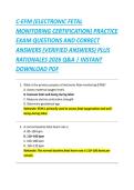 C-EFM &lpar;ELECTRONIC FETAL &NewLine;MONITORING CERTIFICATION&rpar; PRACTICE &NewLine;EXAM QUESTIONS AND CORRECT &NewLine;ANSWERS &lpar;VERIFIED ANSWERS&rpar; PLUS &NewLine;RATIONALES 2026 Q&A &vert; INSTANT &NewLine;DOWNLOAD PDF 