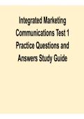 Integrated Marketing Communications Test 1 Practice Questions and Answers Study Guide Core Concepts Strategy and Messaging Review 2025&sol; 2026 with Solution for Exam Success and Mastery
