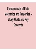 Fundamentals of Fluid Mechanics and Properties Study Guide and Key Concepts Comprehensive Review 2025&sol; 2026 with Solution for Exam Success and Engineering Mastery