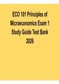 ECO 101 Principles of Microeconomics Exam 1 Study Guide Test Bank 2026 Core Concepts Market Analysis and Decision Making Review with Solution for Exam Success and Mastery