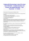 Prophecy RN Pharmacology A Latest 95&percnt; Actual Exam 2026&sol;2027 &ndash; Complete Questions and Answers with Detailed Rationales &ndash; Pass Guaranteed &ndash; A&plus; Graded