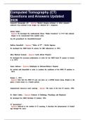 Computed Tomography &lpar;CT&rpar; Questions and Answers Updated 2026