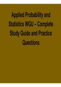 Applied Probability and Statistics WGU Complete Study Guide and Practice Questions Descriptive and Inferential Methods Review 2025&sol; 2026 with Solution for Exam Success and Mastery
