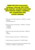 SHARP EKG &lpar;ECG Interpretation&comma; &NewLine;Cardiology&comma; & Nursing&rpar; TEST STUDY &NewLine;GUIDE 2026&sol;2027 ACCURATE QUESTIONS &NewLine;WITH VERIFIED CORRECT ANSWERS &vert;&vert; &NewLine;100&percnt; GUARANTEED PASS &NewLine;<LATEST VERSION> 