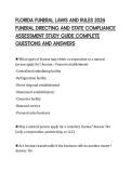 FLORIDA FUNERAL LAWS AND RULES 2026&NewLine;FUNERAL DIRECTING AND STATE COMPLIANCE&NewLine;ASSESSMENT STUDY GUIDE COMPLETE&NewLine;QUESTIONS AND ANSWERS&NewLine;