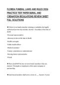 FLORIDA FUNERAL LAWS AND RULES 2026&NewLine;PRACTICE TEST PAPER BURIAL AND&NewLine;CREMATION REGULATIONS REVIEW SHEET&NewLine;FULL SOLUTIONS&NewLine;