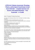 LETRS Unit 2 Mastery Assessment&colon; Phonology&comma; Phonics&comma; and the Speech Sound System Actual Exam 2026&sol;2027 &ndash; Complete Questions and Answers with Detailed Rationales &ndash; Pass Guaranteed &ndash; A&plus; Graded