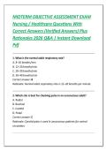 MIDTERM OBJECTIVE ASSESSMENT EXAM Nursing &sol; Healthcare Questions With Correct Answers &lpar;Verified Answers&rpar; Plus Rationales 2026 Q&A &vert; Instant Download PDF
