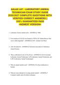 AALAS LAT - LABORATORY ANIMAL &NewLine;TECHNICIAN EXAM STUDY GUIDE &NewLine;2026&sol;2027 COMPLETE QUESTIONS WITH &NewLine;VERIFIED CORRECT ANSWERS &vert;&vert;  &NewLine;100&percnt; GUARANTEED PASS &NewLine;<NEWEST VERSION> 