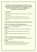 Assisted Living Facility Manager AZ 3rd Party Test Prep 2026 &vert; Arizona Administrative Code R9-10&comma; DHS Regulations&comma; Resident Care&comma; ALF Management&comma; Compliance &vert; Questions and Answers with Verified Rationales &vert; Get HighScore &vert; Instant Download&NewLine;&NewLine;
