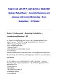 Progressive Care RN A Exam Summer 2026&sol;2027 Updated Actual Exam &ndash; Complete Questions and Answers with Detailed Rationales &ndash; Pass Guaranteed &ndash; A&plus; Graded