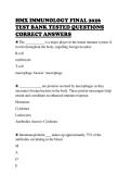HMX IMMUNOLOGY FINAL 2026&NewLine;TEST BANK TESTED QUESTIONS&NewLine;CORRECT ANSWERS&NewLine;