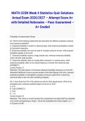 MATH 225N Week 4 Statistics Quiz Solutions Actual Exam 2026&sol;2027 &ndash; Attempt Score A&plus; with Detailed Rationales &ndash; Pass Guaranteed &ndash; A&plus; Graded
