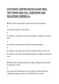 HOOTSUITE CERTIFICATION EXAMS FINAL&NewLine;TEST PAPER 2026 FULL QUESTIONS AND&NewLine;SOLUTIONS VERIFIED A&plus;