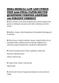 HOSA MEDICAL LAW AND ETHICS&NewLine;TEST 2026 FINAL PAPER SOLVED&NewLine;QUESTIONS VERIFIED ANSWERS&NewLine;100 PERCENT CORRECT