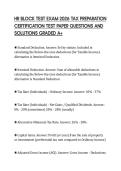 HR BLOCK TEST EXAM 2026 TAX PREPARATION&NewLine;CERTIFICATION TEST PAPER QUESTIONS AND&NewLine;SOLUTIONS GRADED A&plus;