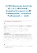 ABC RBS Examination Study Guide ACTUAL EXAM 2026&sol;2027 &vert; Responsible Beverage Service &vert; 40 Practice Questions &vert; Verified Q&A &vert; Pass Guaranteed - A&plus; Graded&NewLine;&NewLine;