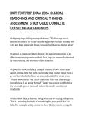 HSRT TEST PREP EXAM 2026 CLINICAL&NewLine;REASONING AND CRITICAL THINKING&NewLine;ASSESSMENT STUDY GUIDE COMPLETE&NewLine;QUESTIONS AND ANSWERS&NewLine;