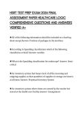 HSRT TEST PREP EXAM 2026 FINAL&NewLine;ASSESSMENT PAPER HEALTHCARE LOGIC&NewLine;COMPREHENSIVE QUESTIONS AND ANSWERS&NewLine;VERIFIED A&plus;&NewLine;