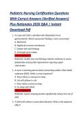 Pediatric Nursing Certification Questions With Correct Answers &lpar;Verified Answers&rpar; Plus Rationales 2026 Q&A &vert; Instant Download PDF