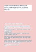 CHEM 210 Final Exam &lpar;5 sets of Final&NewLine;Exam&rsquo;s&rpar; Qs & As &lpar;2026 &sol; 2027&rpar; &lpar;Verified&NewLine;Answers