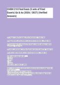 CHEM 210 Final Exam &lpar;5 sets of Final&NewLine;Exam&rsquo;s&rpar; Qs & As &lpar;2026 &sol; 2027&rpar; &lpar;Verified&NewLine;Answers&rpar;