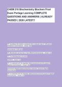 CHEM 210 Biochemistry Biochem Final&NewLine;Exam Portage Learning COMPLETE&NewLine;QUESTIONS AND ANSWERS &vert; ALREADY&NewLine;PASSED &vert; 2026 LATEST&excl;&excl;