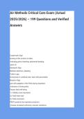 Air Methods Critical Care Exam &lpar;Actual&NewLine;2025&sol;2026&rpar; &ndash; 199 Questions and Verified&NewLine;Answers