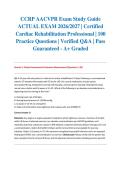 CCRP AACVPR Exam Study Guide ACTUAL EXAM 2026&sol;2027 &vert; Certified Cardiac Rehabilitation Professional &vert; 100 Practice Questions &vert; Verified Q&A &vert; Pass Guaranteed - A&plus; Graded&NewLine;&NewLine;