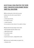 IACCP EXAM 2 2026 PRACTICE TEST PAPER&NewLine;EARLY CHILDHOOD DEVELOPMENT REVIEW&NewLine;SHEET FULL SOLUTIONS