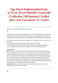 Sage Intacct Implementation Exam ACTUAL EXAM 2026&sol;2027 &vert; Cloud ERP Certification &vert; 100 Questions &vert; Verified Q&A &vert; Pass Guaranteed - A&plus; Graded&NewLine;&NewLine;