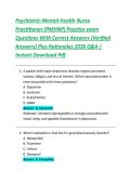 Psychiatric-Mental Health Nurse Practitioner &lpar;PMHNP&rpar; Practice Exam Questions With Correct Answers &lpar;Verified Answers&rpar; Plus Rationales 2026 Q&A &vert; Instant Download PDF