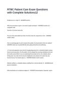 RTBC Patient Care Exam Questions with Complete Solutions