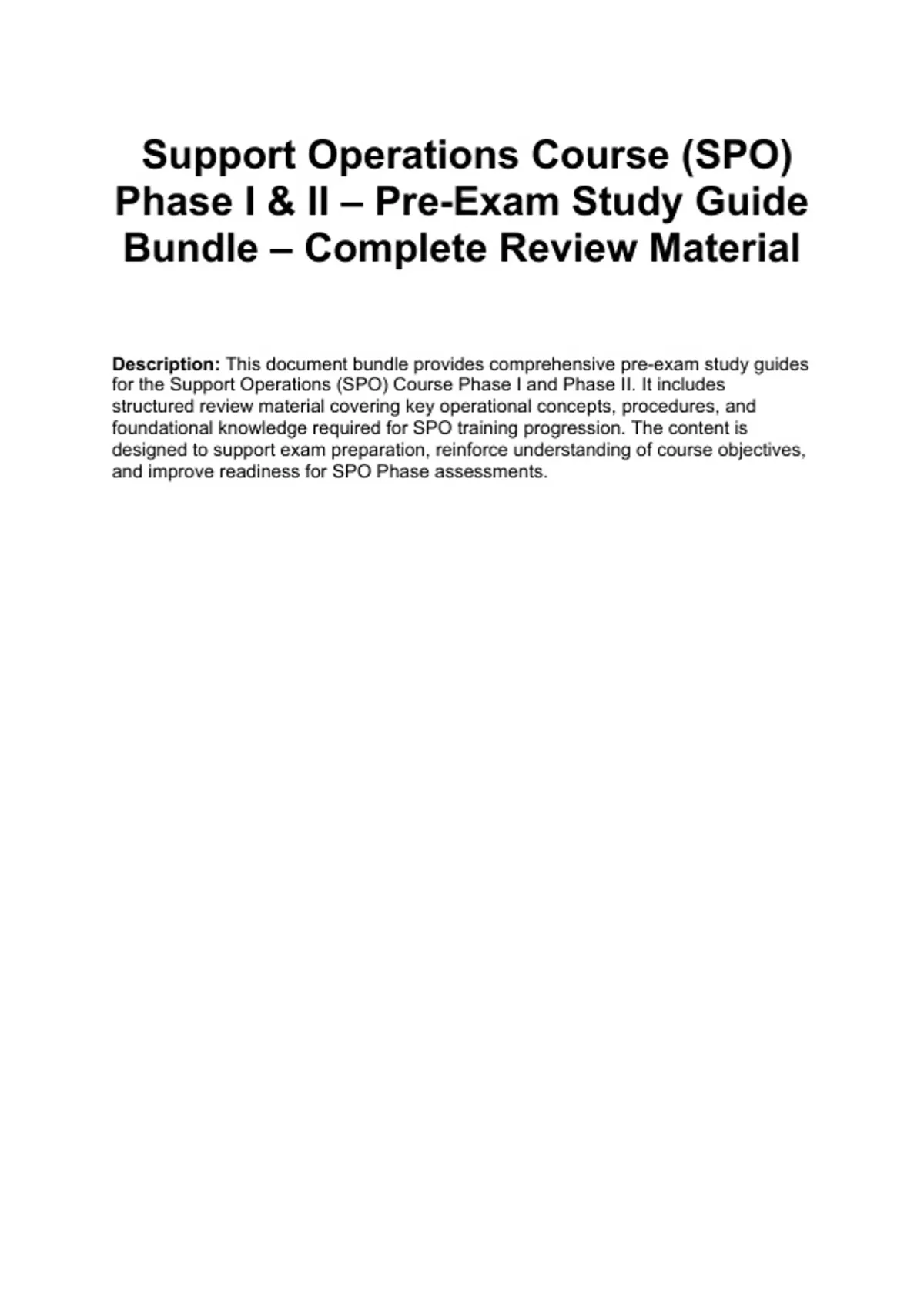 Support Operations Course (SPO) Phase I & II (2026) – Pre-Exam Study ...