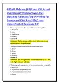 ARDMS Abdomen &lpar;AB&rpar; Exam With Actual&NewLine;Questions & Verified Answers&comma; Plus&NewLine;Explained Rationales&sol;Expert Verified For&NewLine;Guaranteed 100&percnt; Pass 2026&sol;Latest&NewLine;Update&sol;Instant Download Pdf
