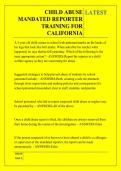 CHILD ABUSE &NewLine;MANDATED REPORTER &NewLine;TRAINING FOR &NewLine;CALIFORNIA QUESTIONS AND ANSWERS 2026 -2027
