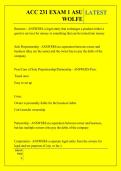 ACC 231 EXAM 1 ASU &NewLine;WOLFE QUESTIONS AND ANSWERS 2026 -2027