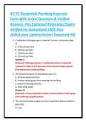 ICC P1 Residential Plumbing Inspector&NewLine;Exam With Actual Questions & Verified&NewLine;Answers&comma; Plus Explained Rationales&sol;Expert&NewLine;Verified For Guaranteed 100&percnt; Pass&NewLine;2026&sol;Latest Update&sol;Instant Download Pdf&NewLine;