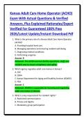 Kansas Adult Care Home Operator &lpar;ACHO&rpar;&NewLine;Exam With Actual Questions & Verified&NewLine;Answers&comma; Plus Explained Rationales&sol;Expert&NewLine;Verified For Guaranteed 100&percnt; Pass&NewLine;2026&sol;Latest Update&sol;Instant Download Pdf