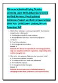 Minnesota Assisted Living Director&NewLine;Licensing Exam With Actual Questions &&NewLine;Verified Answers&comma; Plus Explained&NewLine;Rationales&sol;Expert Verified For Guaranteed&NewLine;100&percnt; Pass 2026&sol;Latest Update&sol;Instant&NewLine;Download Pdf