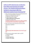 California RCFE Administrator Certification&NewLine;Exam With Actual Questions & Verified&NewLine;Answers&comma; Plus Explained Rationales&sol;Expert&NewLine;Verified For Guaranteed 100&percnt; Pass&NewLine;2026&sol;Latest Update&sol;Instant Download Pdf