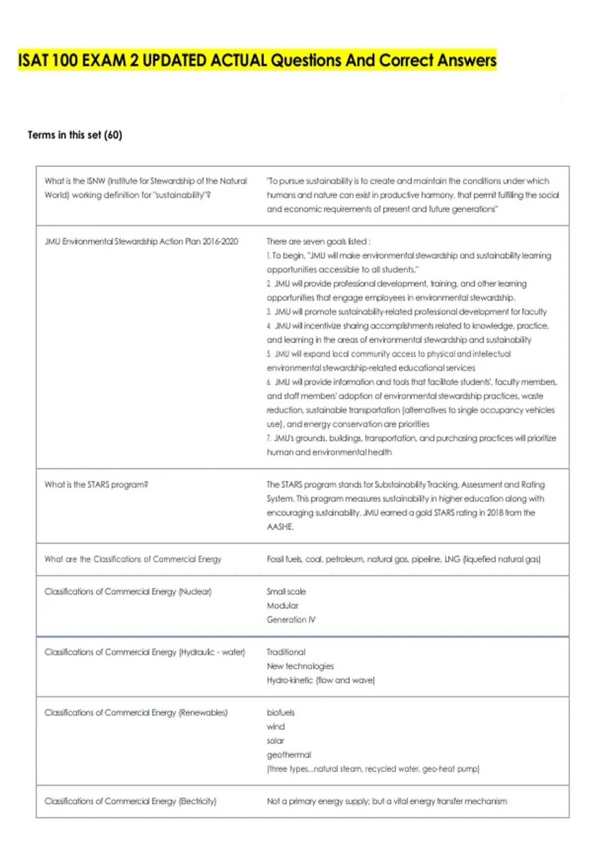 Isat Test Questions ISAT 100 EXAM 2 UPDATED ACTUAL Questions And Correct Answers - FSC100 ...