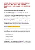 LIFE & HEALTH INSURANCE LICENSE EXAM PRACTICE TEST 2026 &vert; 285&plus; VERIFIED QUESTIONS & RATIONALES FOR FIRST-TIME PASS